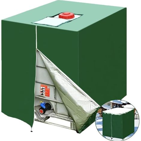 Bache pour Cuve 1000 l, Bache de Protection Solaire pour réservoir d'eau de Pluie IBC, Anti-poussière Anti-UV, Housse de Protection, bache de Protection 116 x 100 x 120 cm, Vert (1/5)
