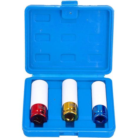 Kit de 3 douilles à impact pour écrous de roue 2025, 1/2 po, en métal, à paroi mince et à entraînement profond, avec protection de roue (1/5)