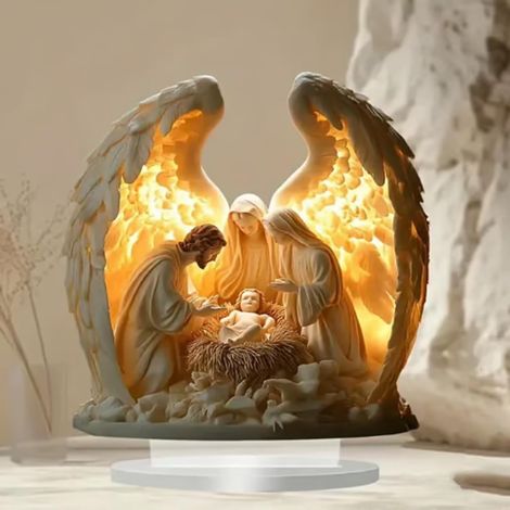 Angel Wing Cross - Acrylic Decoration - Desktop Easter Ornament - 18 x 18 cm - Transparent - 1 Piece (1/5)