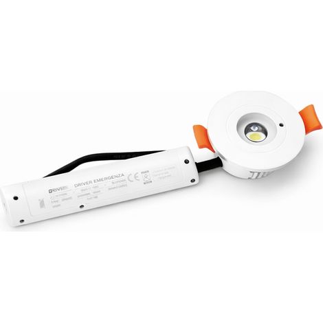 Faretto LED Emergenza da Incasso 3W 400LM COB 6500K Luce Fredda, Batteria 1800mAh, Autonomia 3 Ore, Driver Emergenza Integrato, Lampada Soffitto per Corridoi Scale Uffici