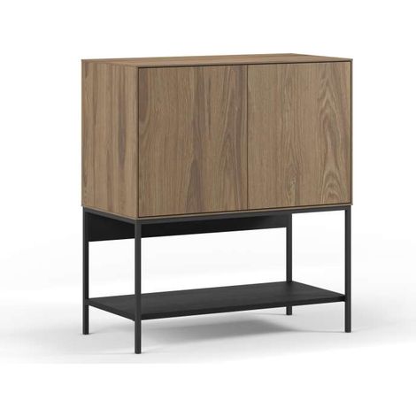 Mueble auxiliar 2 puertas abatibles md-Nina acabado roble-ud/negro. 90cm(alto) 80cm(ancho) 40cm(prof.) (1/5)