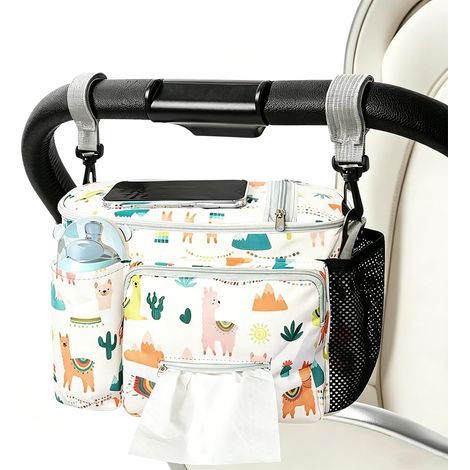 Organizador para cochecito, bolsa para cochecito con compartimento transparente para pantalla táctil, 4 bolsillos laterales, accesorios universales para cochecito (1/5)