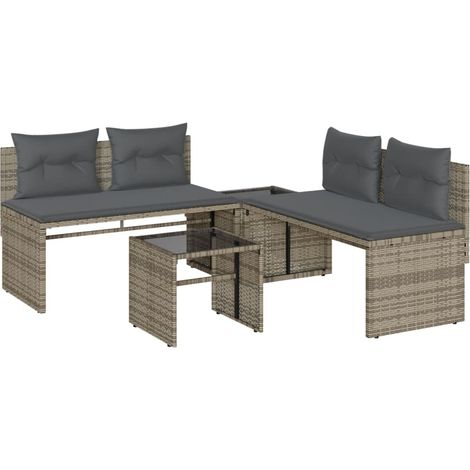 Maison Exclusive - 4-tlg. Garten-Sofagarnitur mit Kissen Grau Pol