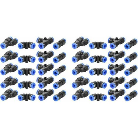 royaluxe -Raccords Rapides pneumatiques, 40 pièces 6mm Pouces Tuyau d'air connect Poussoir pneumatique Poussoir pneumatique raccords Rapides 4 Formes, Accessoires pneumatiques (1/5)