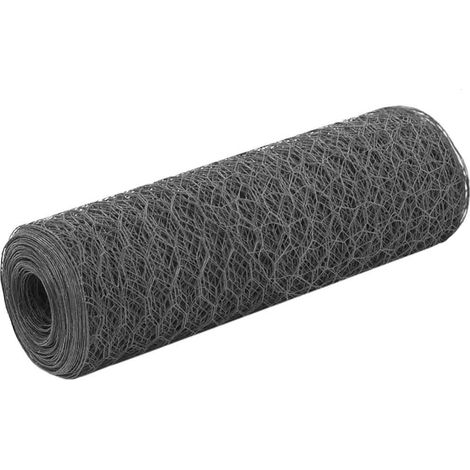 Clôture en fil d'acier avec revêtement PVC, 25 x 0,5 m, grise
