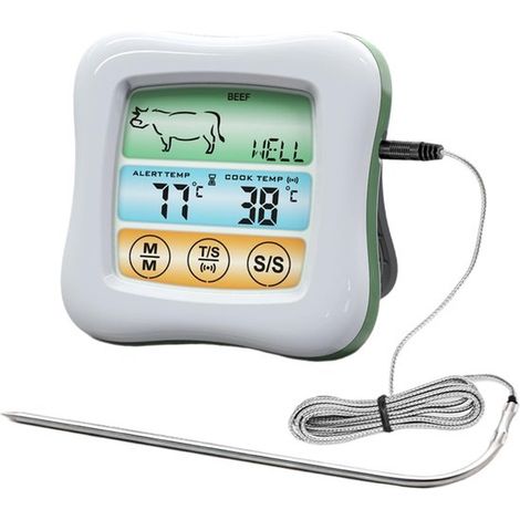 Termómetro digital para alimentos y barbacoas con temporizador，termómetro de alta precisión para cocineros y parrilleros (chocolate no incluido) (1/4)