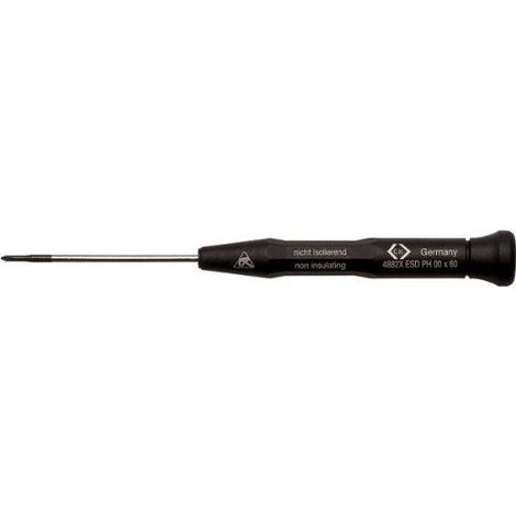 C.K T4882X000ES antistatique (ESD) Tournevis cruciforme PH 000 Longueur de la lame: 60 mm DIN EN 61340-2 (1/2)