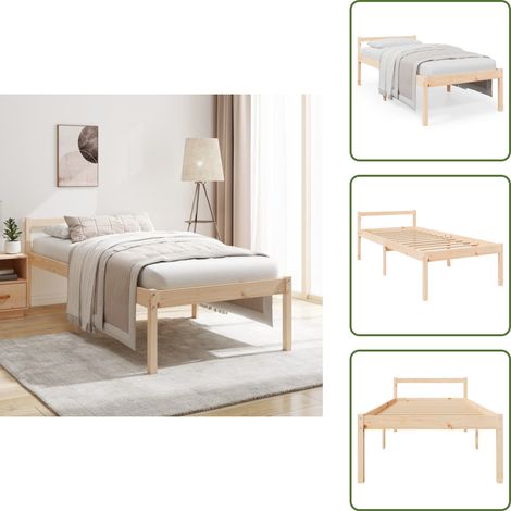 The Living Store Letto per Anziani 75x190 cm Small Single Legno Massello di Pino - Letto in legno