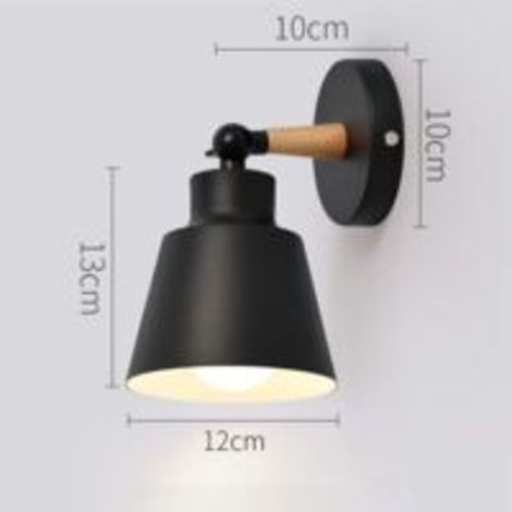 Black wooden wall light 12x13cm – Minimalist retro E27 bulb – Rustproof and corrosion-resistant – For bedroom, hallway, office (1/5)