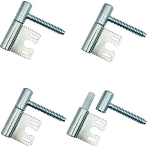 Charnières Ø 13,5x63mm pour Cadres en Acier avec Plaque Paumelles Percée Charnières Amovibles pour Portes Intérieures et en Bois à Feuillure 4 Pièces (1/5)