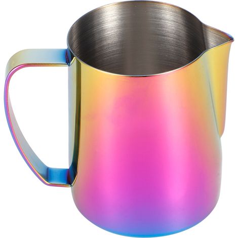 Tasse à café en acier inoxydable 304 avec pichet et anse pour mousser le lait, idéale pour le latte art. Couleur : violet. Contenance : 600 ml. (1/5)