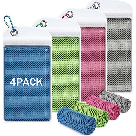 Serviette Rafraîchissante - 40 x 12 Pouces - Microfibre Respirante - Pour Cou Et Visage - Activée À L'Eau - Lot De 4
