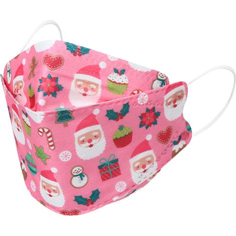 Lot de 10 Masques Enfants KF94 Forme Bouche de Poisson Anti-Poussière Rose, Filtre 5 Couches, Pêche pour Intérieur Extérieur, Noël (1/5)