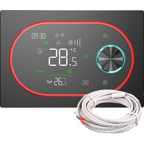 Termostato Smart WiFi Beca BAC-9000ALWE Fan Coil con Sonda Expert4house Edition Nero e Rosso
