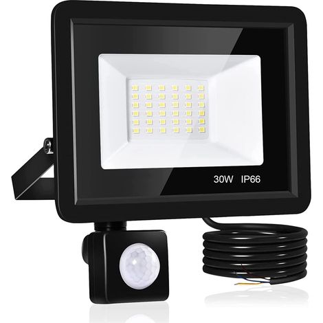 MINKUROW 30w Sensore Di Movimento Luce Di Inondazione A Led, 6500k Super Bright 3000lm Faretto A Led Per Esterni, Ip66 Luce Di Sicurezza Bianca Fredda Impermeabile Per L'illuminazione Stradale Del Gar (1/5)
