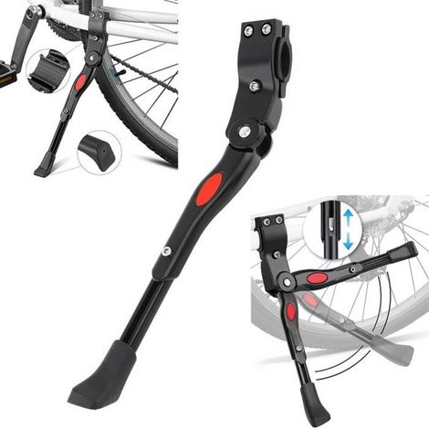Kit de béquille latérale réglable en aluminium pour vélos de route, VTT, etc. - Noir (1/4)