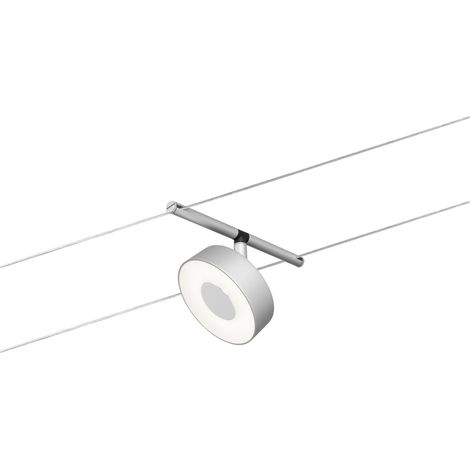 Système à câble LED Circle Spot simple 400 lm, avec 1 ampoule de 5 W blanc chaud, chrome mat, chrome, matière plastique, métal, système d'éclairage 3000 K (1/5)
