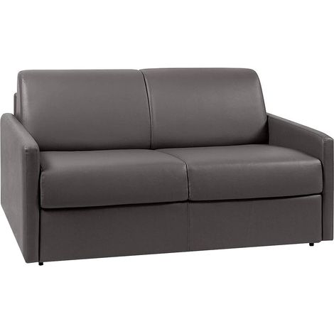 Divano letto 2 posti express in similpelle grigia con seduta memory foam - Letto 120 cm - Materasso 14 cm - CALIFE (1/2)