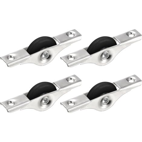 4 Sliding Door Wheels Nylon 30 mm Black Silver Tone For Furniture, Screens, Cabinets, Cupboards With Screws (1/5)
