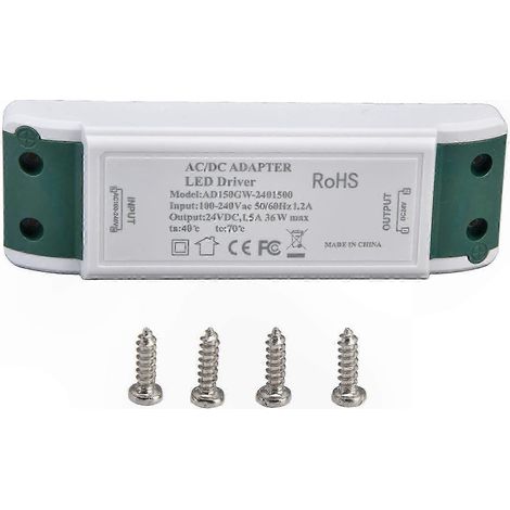 Alimentation LED 36W 24V DC courant constant, transformateur 100-240V AC vers 24V, adaptateur pour éclairage LED, driver étanche, usage intérieur/extérieur, idéal bande lumineuse et projecteur (1/5)