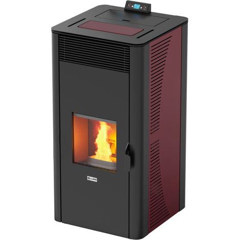 termostufa a pellet canadian stove "idro ceramic 32" bordeaux 30,4 kw