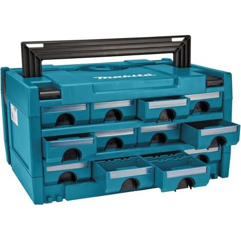 Makita – Coffret de rangement pour outils 12 compartiments – Compatible système MAKPAC – Tiroirs avec butée d'extraction – P84327