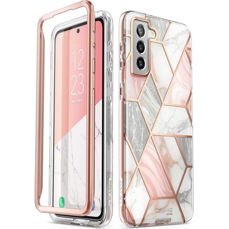 CUSTODIA BUMPER PER SAMSUNG GALAXY S21+ GLAMOUR MARMO GRIGIO ROSA SM-G996 (1/5)