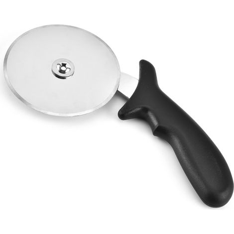 Cortador de pizza, rueda para pizza, cuchillo para pizza con hoja de acero inoxidable, hoja de 10 cm de diámetro con abrazadera ajustable, negro (1/5)