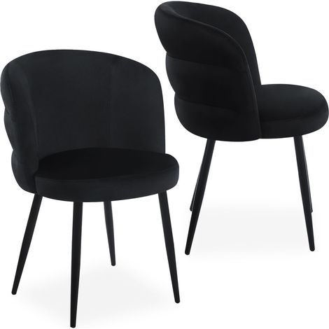 Lot de 2 Chaises en Velours "Marisa" 80cm Noir (1/5)