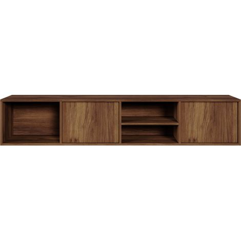 Selsey SANVA - Meuble TV Suspendu avec 2 portes et 3 niches - 200 cm - noyer warmia (1/5)