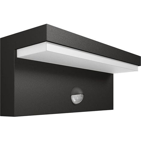 Applique Led Luce Naturale 10w Lampada Con Sensore Rileva Movimento Ir Nero Ip54 (1/4)