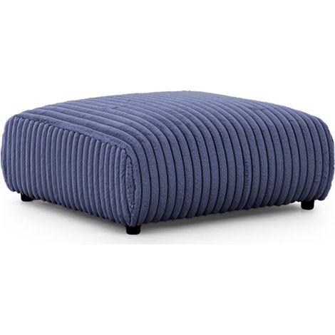 CAISA - Pouf en velours côtelé Bleu 88x88x37cm (1/5)