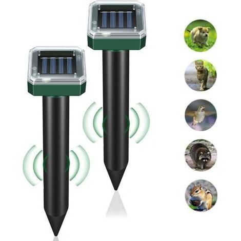 BUNTHAUS Lot de 2 répulsifs à ultrasons pour taupes, répulsifs à ultrasons pour gophéros, pelouse, jardin, cour, pour se débarrasser des gophers, souris, taupes, rats, campagnols, serpents et rongeurs
