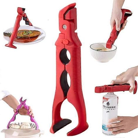 3-in-1 Anti-Scald Clip Silicone Kitchen Holder Anti-Scald Plate Bowl Dish Pot Lifter, Multi-Angle One-Hand Operation, Silicone & Nylon Ergonomic Grip (1/5)