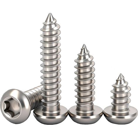 Lot de 40 vis à bois à tête ronde, en acier inoxydable 304, auto-taraudeuses, haute résistance, pour bois, tôle, plaque de plâtre, filetage complet (1/5)