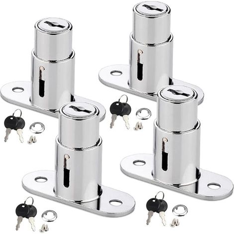 Serrure de Meuble à Porte Coulissante,serrures de tiroir en alliage de zinc pour placards, armoires, tiroirs, meubles et autres objets qui doivent être fermés (22mm,4PCS) (1/5)