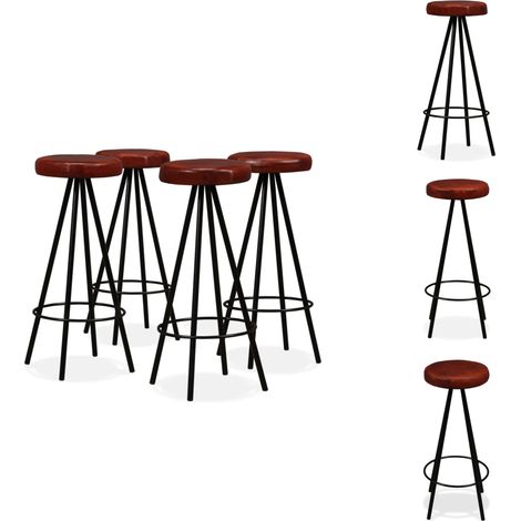 Tabourets de bar lot de 4 cuir véritable - Tabourets De Bar - Tabourets Industriels - Meubles De Bar - Chaise Haute - Fauteuil De Bar (1/5)