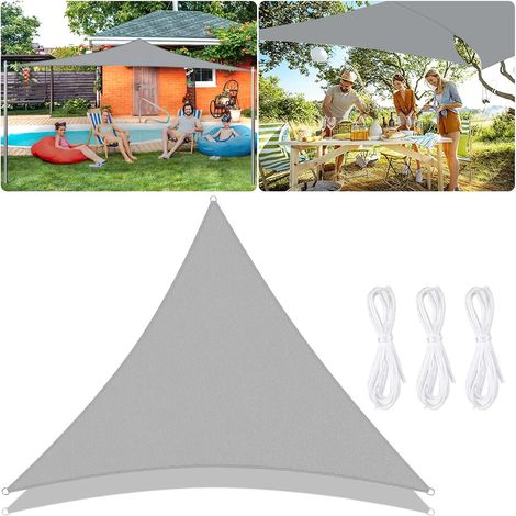 Voiles d'ombre Triangle 3x3x3 m Toile d'ombrage Protection Solaire, Anti 95% UV Contre Le Vent, pour Jardin terrasse Camping Crè (1/5)