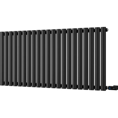 Omeara - Black Horizontal Electric Radiator H600mm x W1218mm Single Panel 900w Thermostatic WIFI
