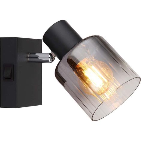 Applique murale de salon, lampe de couloir, spot mobile en verre fumé E14 H 12,5 cm (1/5)