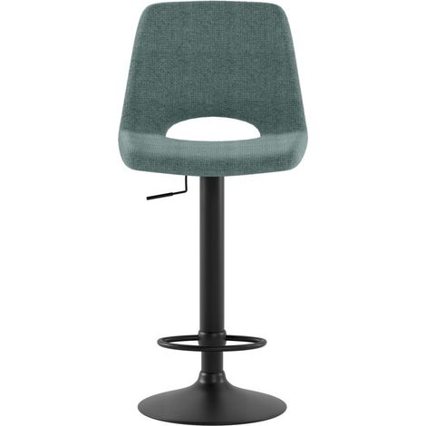 Sgabello Alex moderno con alzata a gas, seduta ergonomica in tessuto easy-clean acquamarina e struttura in metallo nero - Linea Alex (1/5)