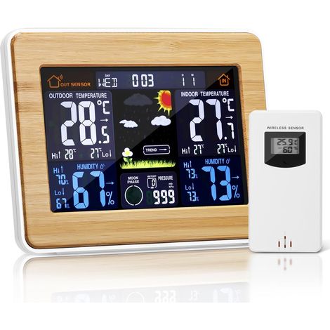 Union – Station météo numérique sans fil avec capteur extérieur – température intérieure -9℃ à +50℃ – humidité 20% à 95% – horloge atomique (1/5)