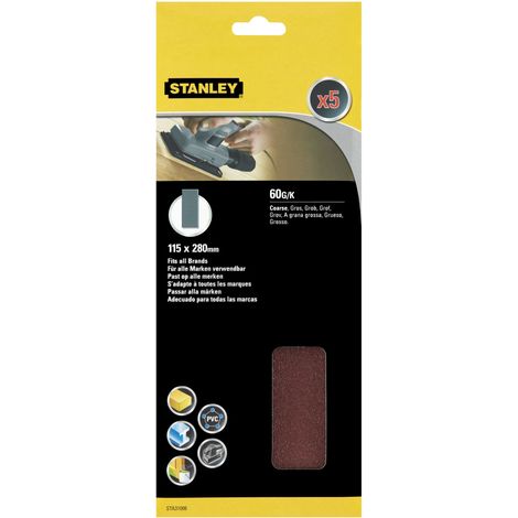 Stanley - Banda de lija P60, 115x280 mm, 5 piezas STA31006-XJ