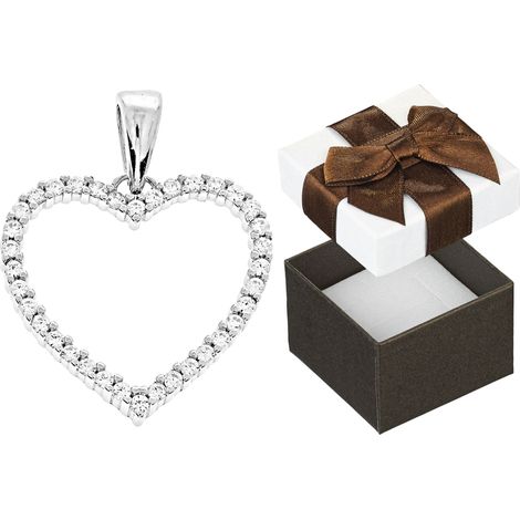 Colgante de corazón de plata con circonita cúbica Colgante de corazón chapado en rodio con circonita cúbica (1/3)