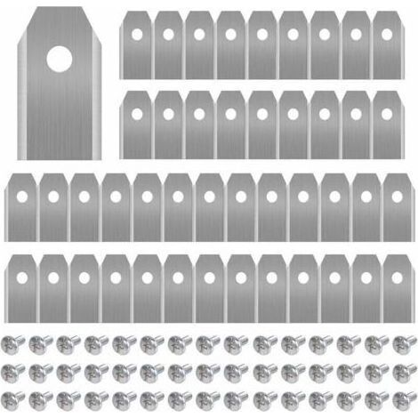 45 x Lames de Couteau en Titane pour Toutes Les Tondeuses Robotiques Husqvar20207utomower/ Yardforce/Gardena(3g-0.75mm) Avec 45 Vis, Lames de Rechange pour Modles 105,310,315,320,420,430x,r40i (1/4)
