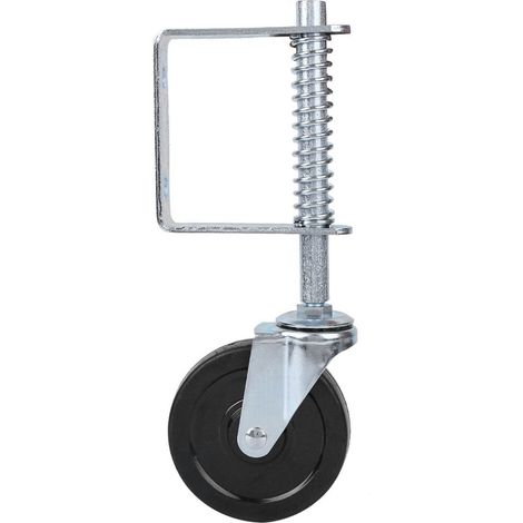 Roue pivotante à ressort en caoutchouc de 10 cm (4 pouces) pour portail, robuste, capacité de charge de 50 kg (110 lb). (1/5)