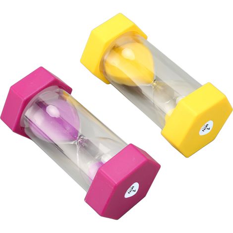 Sablier hexagonal 2 pièces, minuterie 1 minute précise, portable et polyvalente, couvercle inclus, pour enfants et adultes, chronomètre de table (1/5)