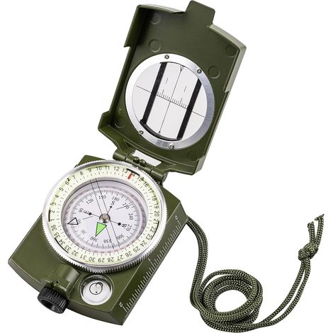 Kompass, Bergsteigerkompass, Taschenkompass, wasserdicht und stoßfest, geeignet für Outdoor-Aktivitäten, militärgrün.