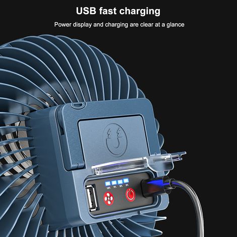 Ventilateur Lampe de Camping Rechargeable USB avec Crochet Étanche LED (1/5)
