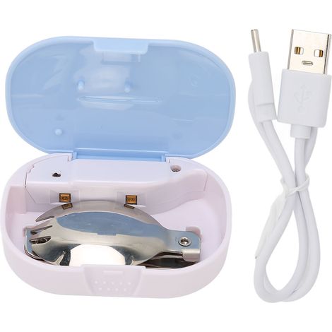 Étui UV stérilisateur pliable pour couverts, format mini portable, charge USB, arrêt automatique, lumière ultraviolette saine et sûre, bleu (1/5)